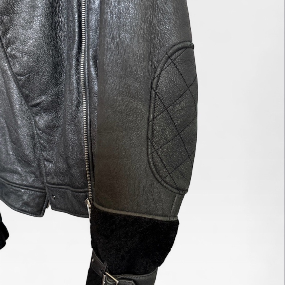Burberry Brit Leather Shearling Aviator Jacket WOMENS – Black – Size US 14 - Picture 8 of 13